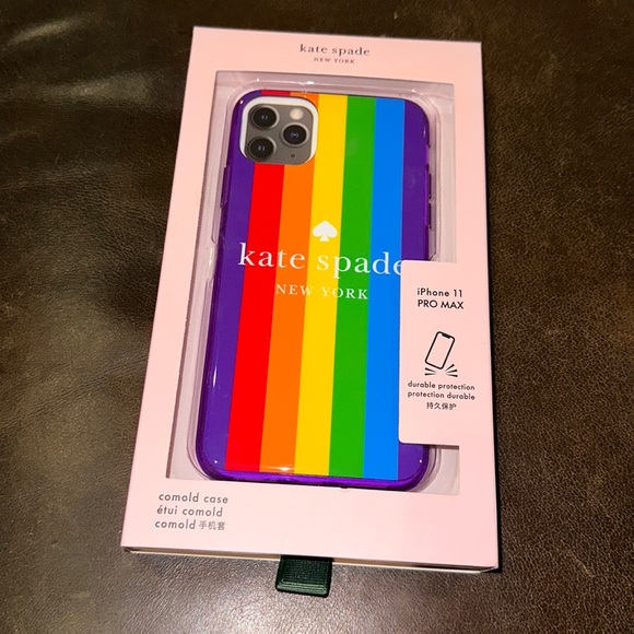 New Kate Spade Designer Brand Cell Phone Case for iPhone 11 Pro Max NIB Rainbow - Picture 2 of 5